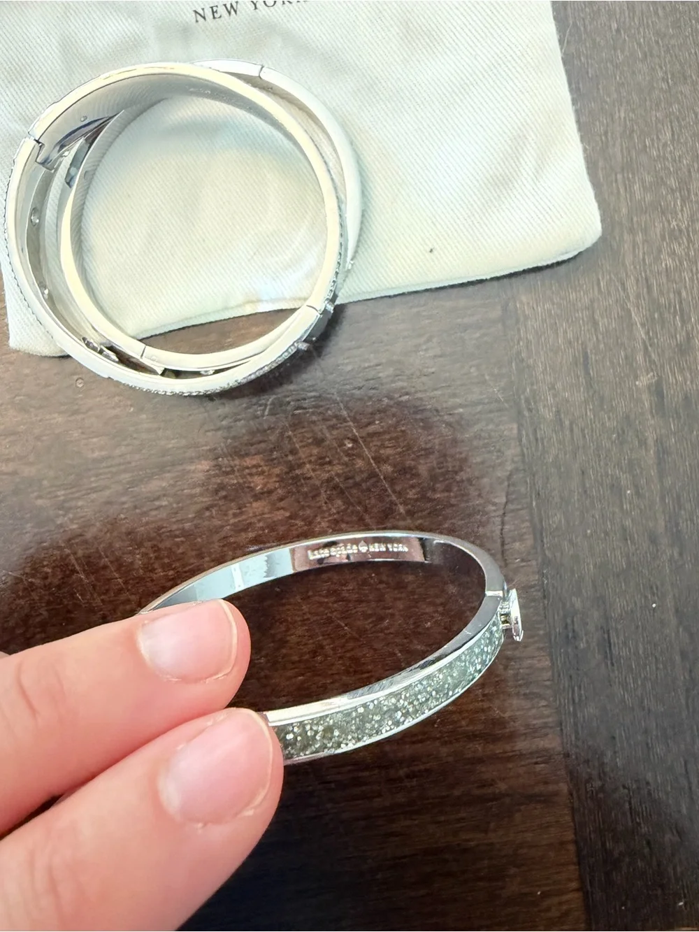 kate spade Silver Tone Crystal and Heart Accent Bracelet Set - Picture 6 of 7